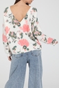 GRACE AND MILA-Γυναικεία πλεκτή μπλούζα GRACE AND MILA DAMIEN εκρού floral